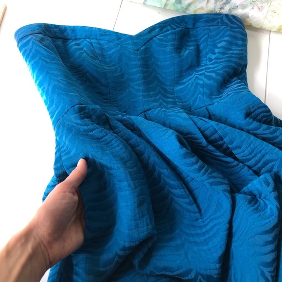 REBECCA TAYLOR Women’s Sweetheart Neckline Zebra Print Blue Dress Size 10 - Picture 6 of 9